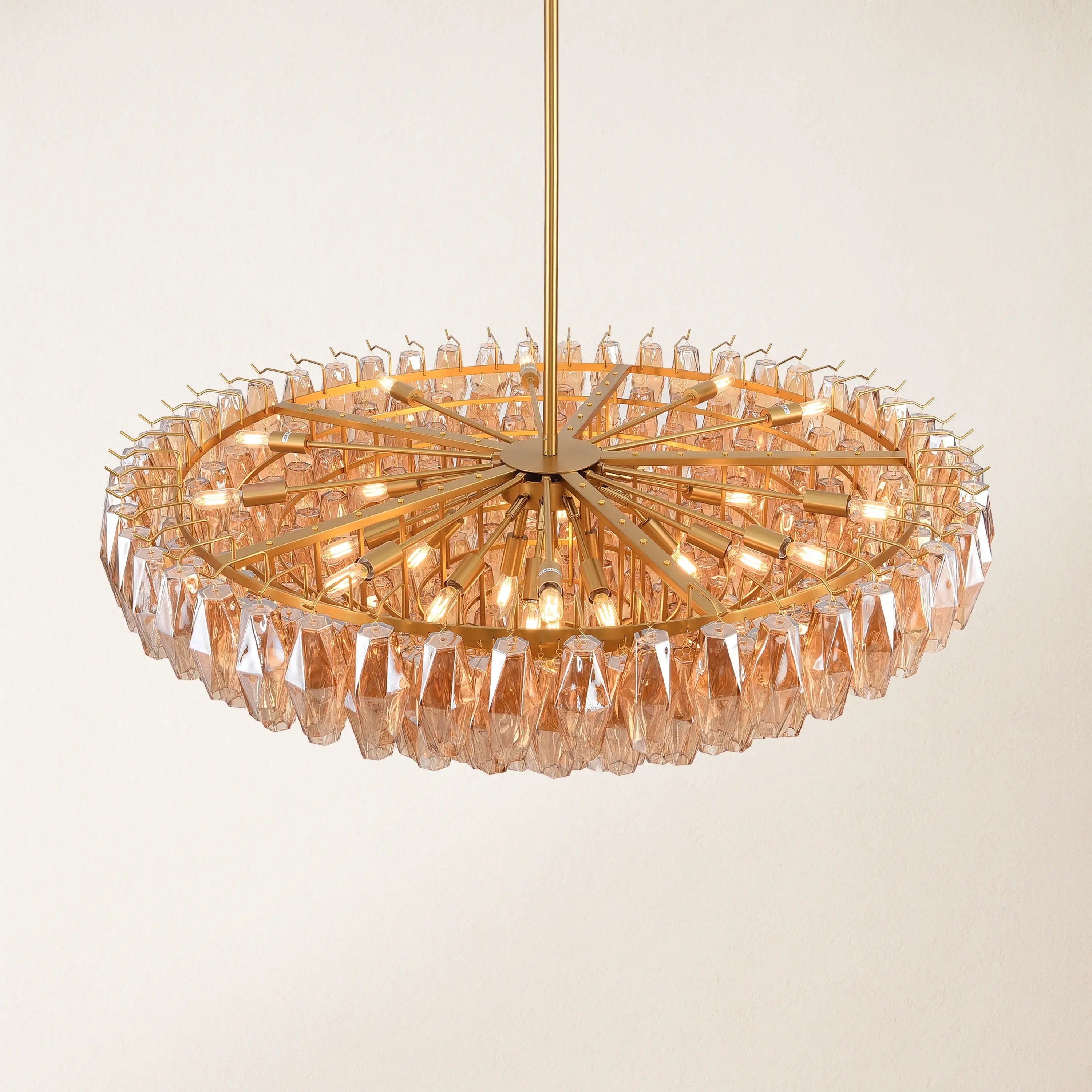 46 Inch Amber Murano Glass Tiered Chandelier - Chiara