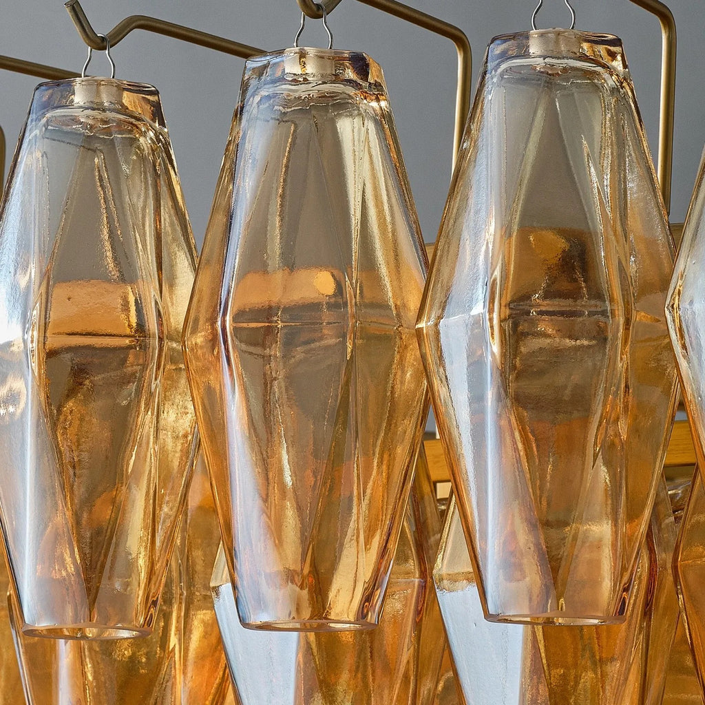 46 Inch Amber Murano Glass Tiered Chandelier - Chiara