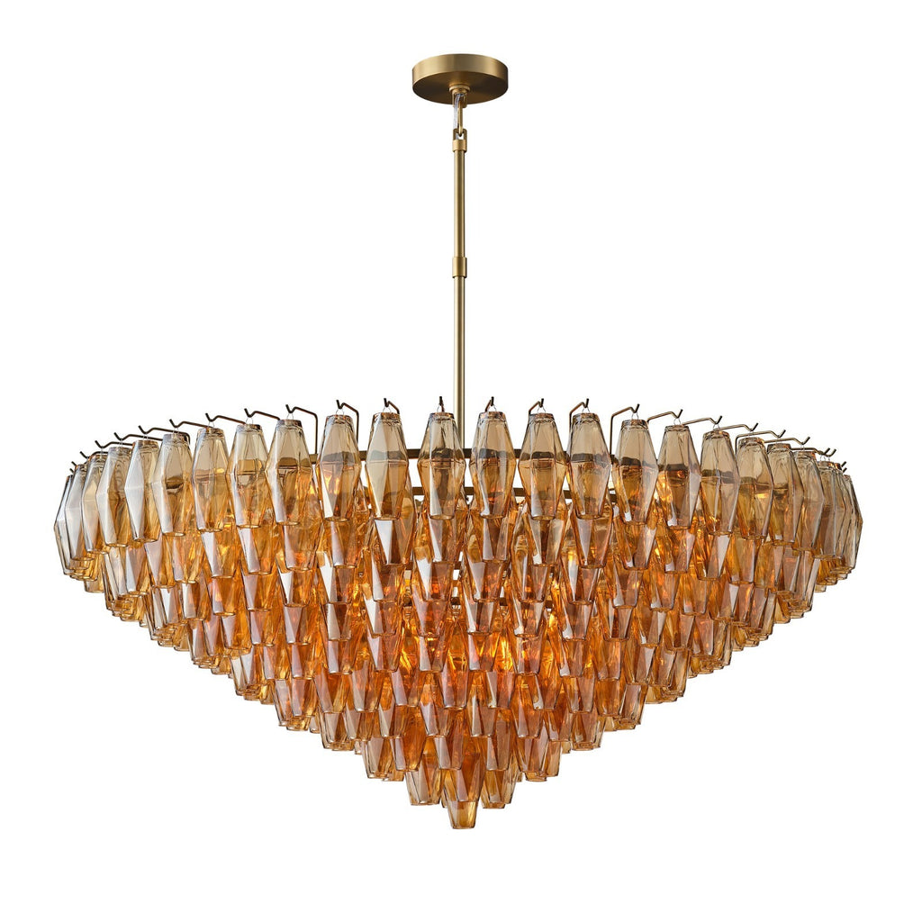 46 Inch Amber Murano Glass Tiered Chandelier - Chiara