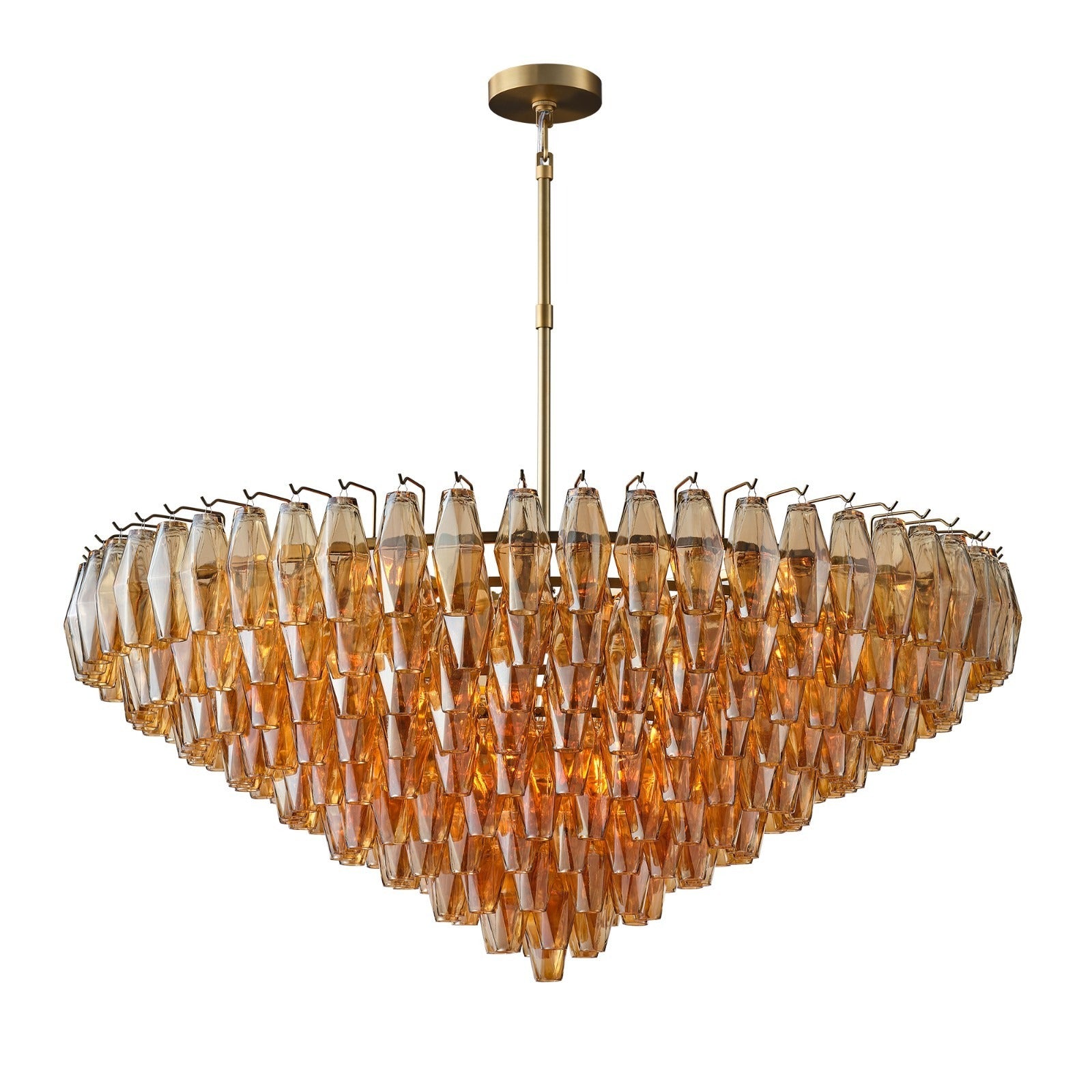 46 Inch Amber Murano Glass Tiered Chandelier - Chiara