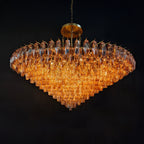 62 Inch Amber Murano Glass Tiered Chandelier - Chiara