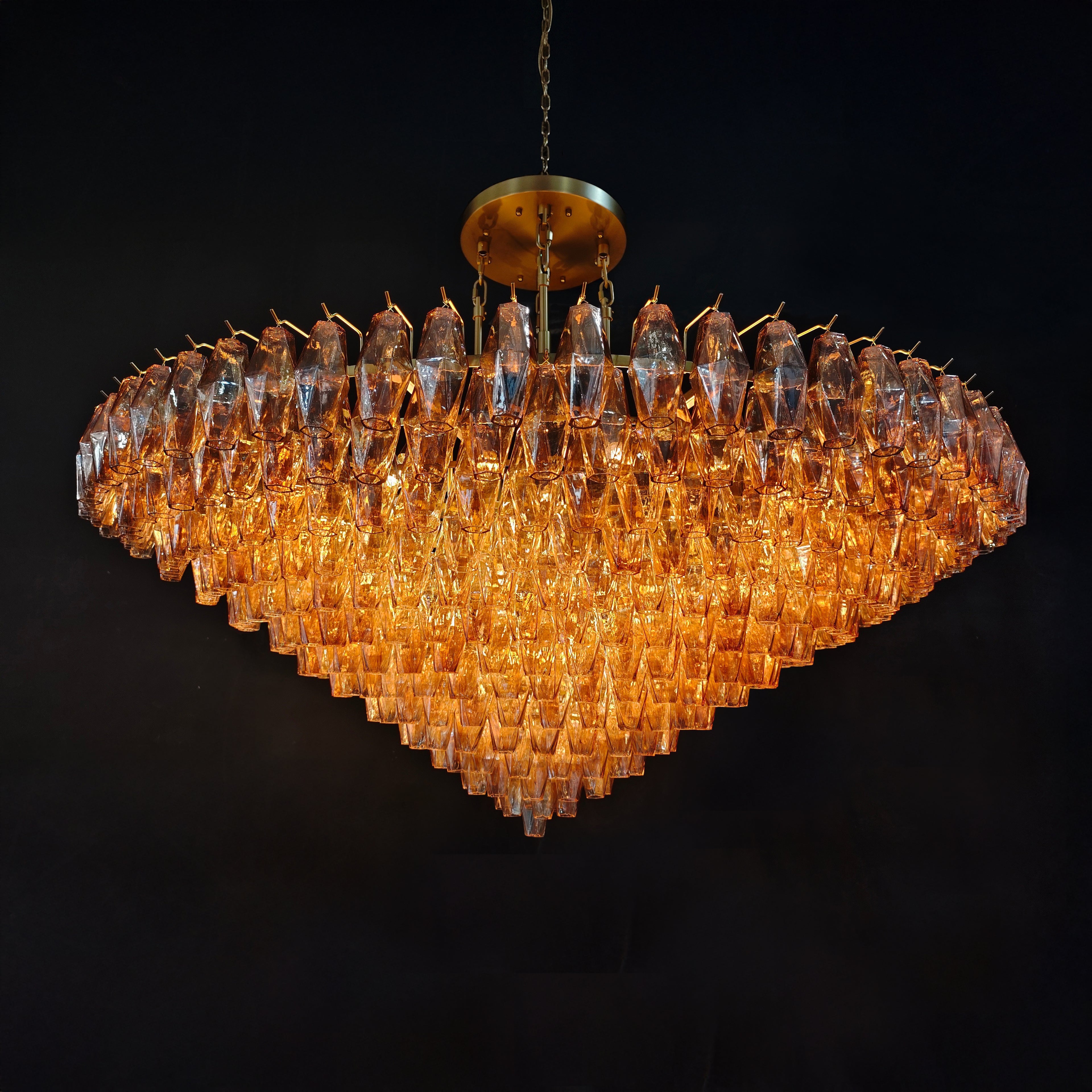62 Inch Amber Murano Glass Tiered Chandelier - Chiara