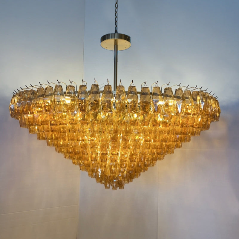 62 Inch Amber Murano Glass Tiered Chandelier - Chiara