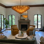 62 Inch Amber Murano Glass Tiered Chandelier - Chiara