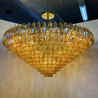 62 Inch Amber Murano Glass Tiered Chandelier - Chiara