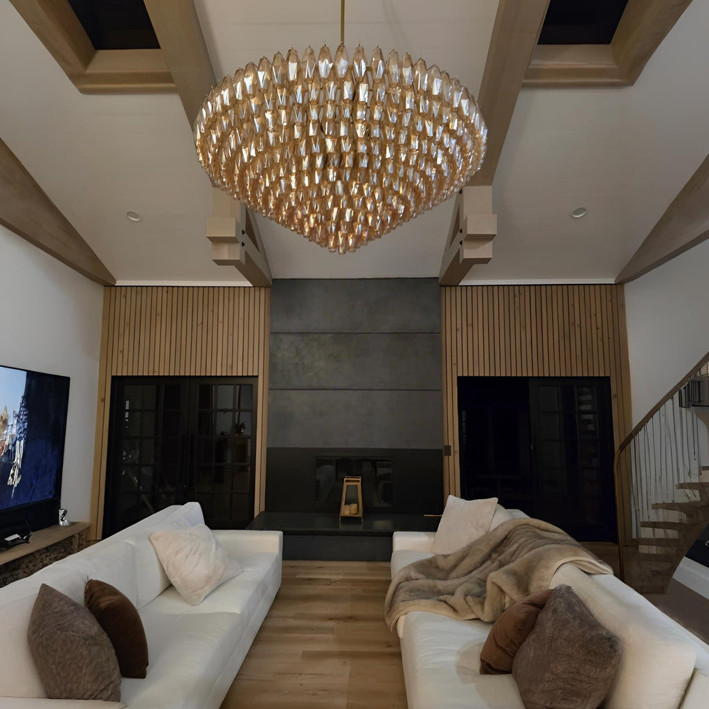 62 Inch Amber Murano Glass Tiered Chandelier - Chiara