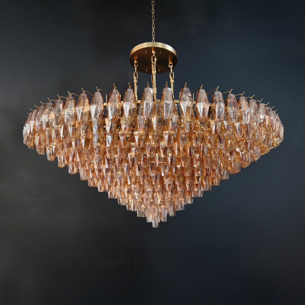 62 Inch Amber Murano Glass Tiered Chandelier - Chiara
