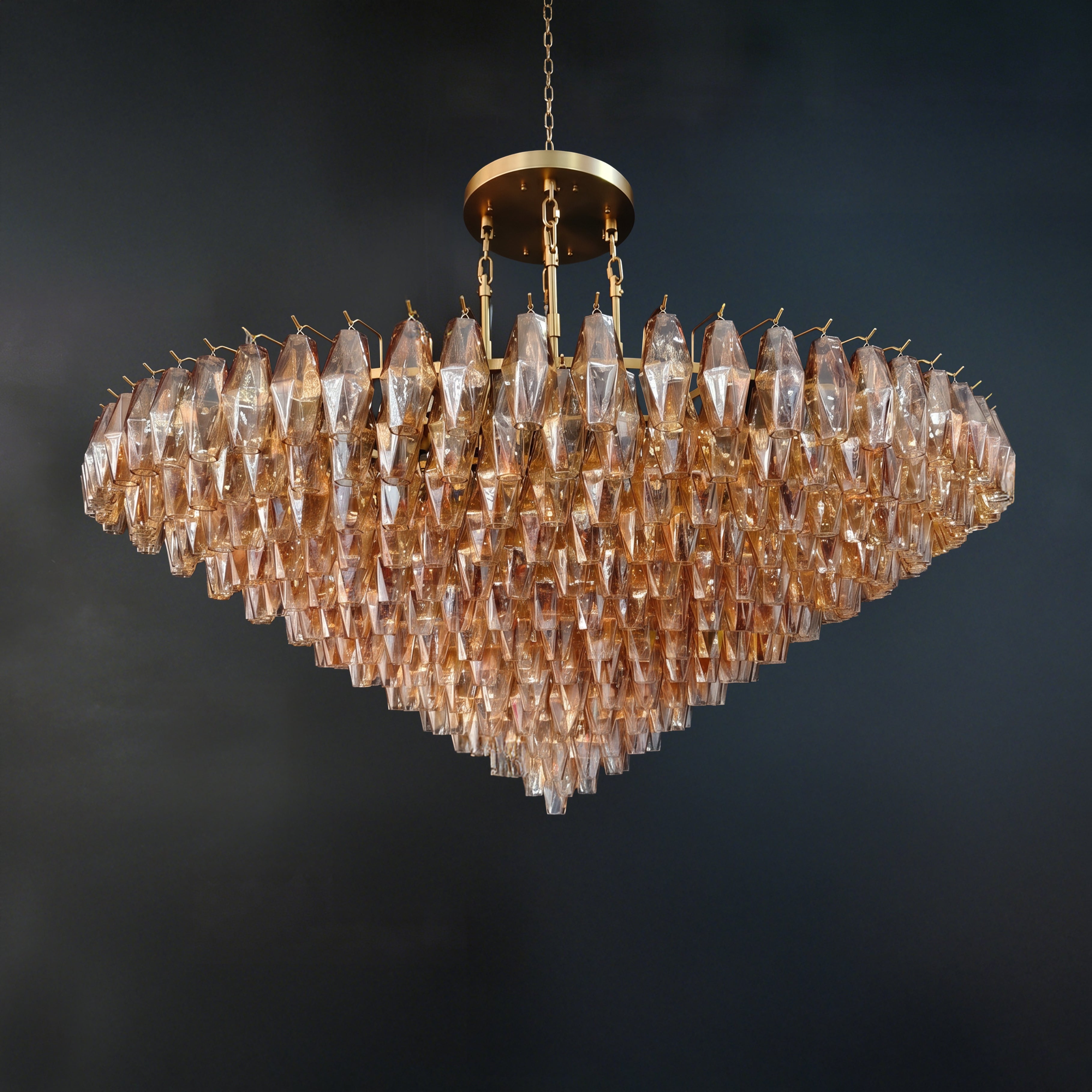 62 Inch Amber Murano Glass Tiered Chandelier - Chiara