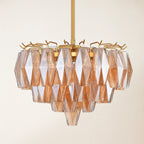 17 Inch Amber Murano Glass Tiered Chandelier - Chiara