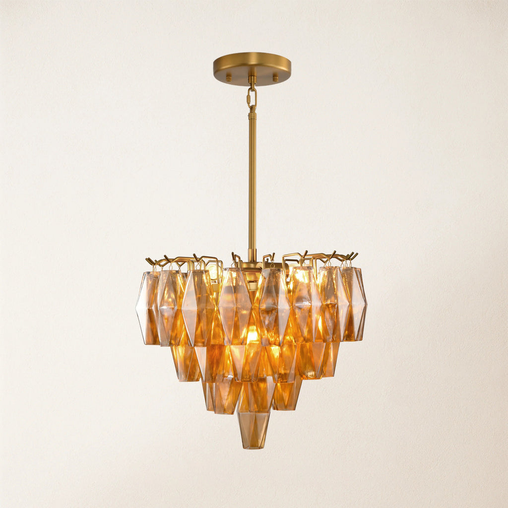 17 Inch Amber Murano Glass Tiered Chandelier - Chiara