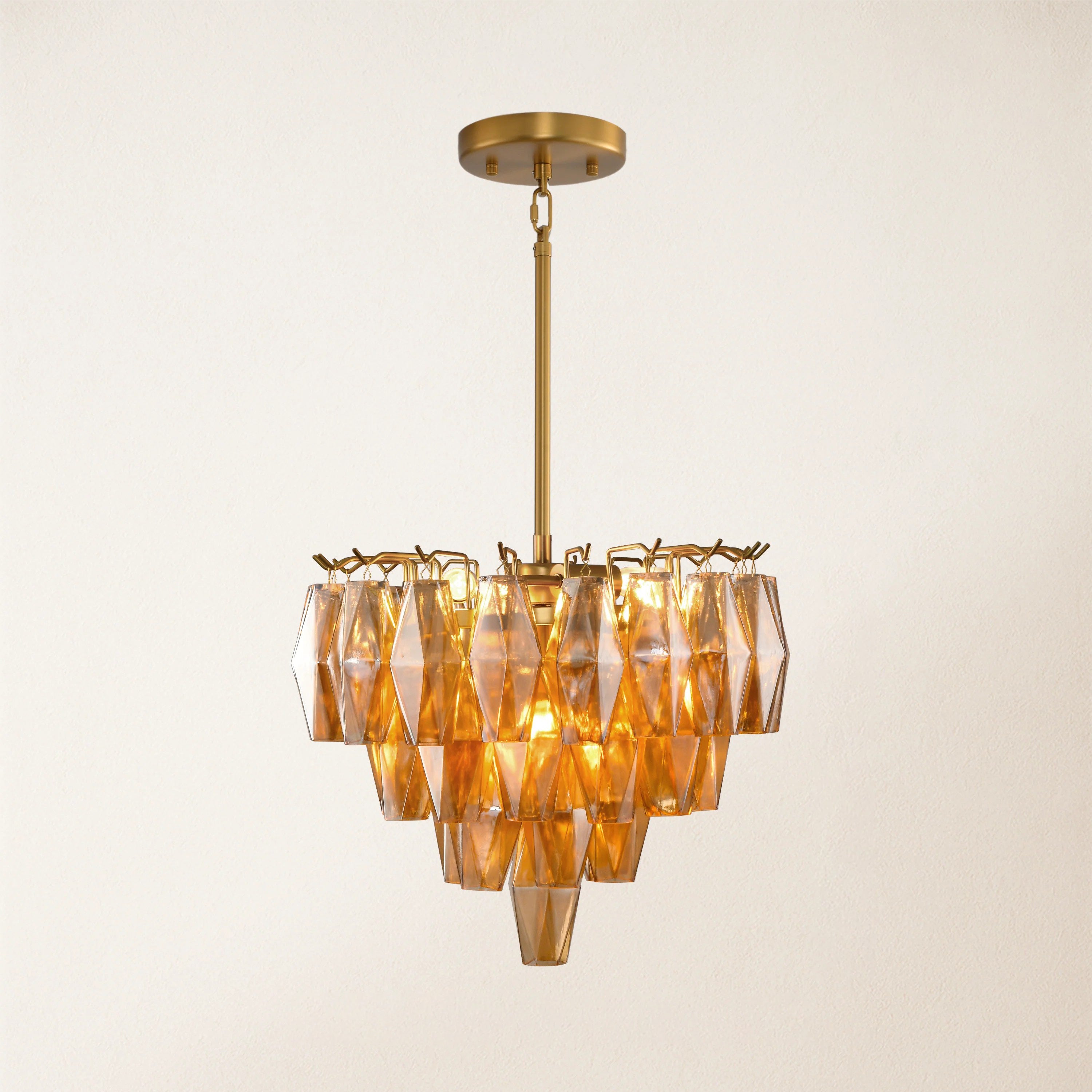 17 Inch Amber Murano Glass Tiered Chandelier - Chiara