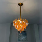 17 Inch Amber Murano Glass Tiered Chandelier - Chiara