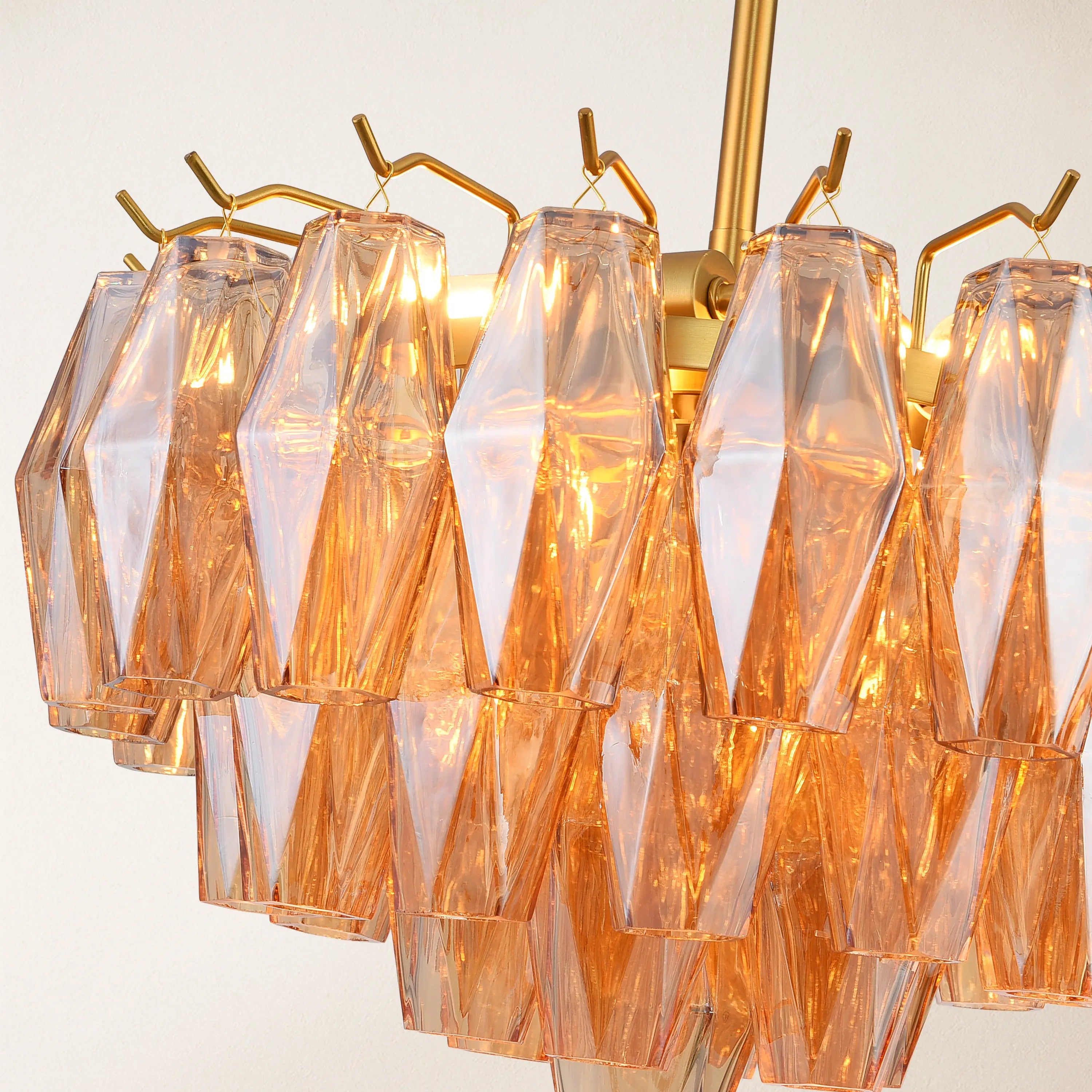 17 Inch Amber Murano Glass Tiered Chandelier - Chiara