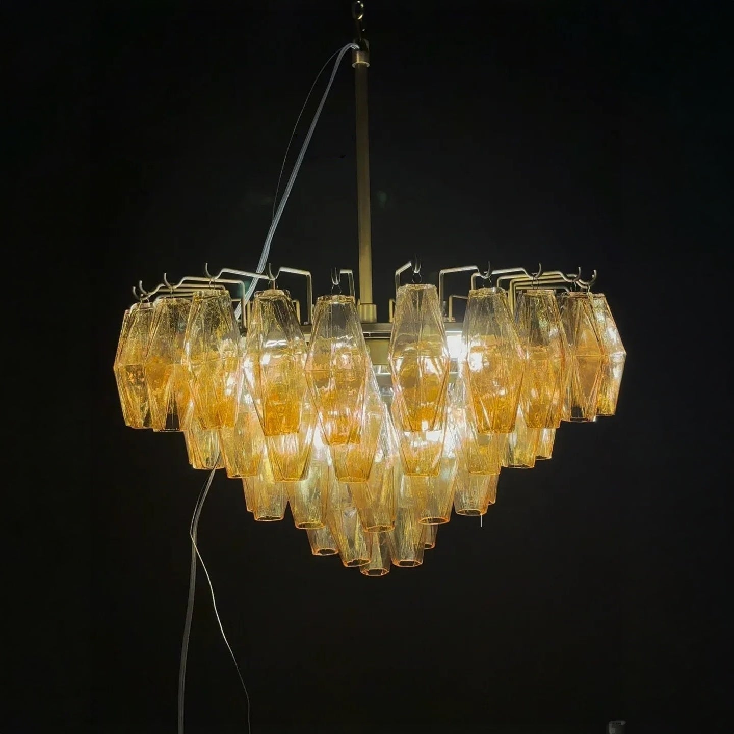 17 Inch Amber Murano Glass Tiered Chandelier - Chiara