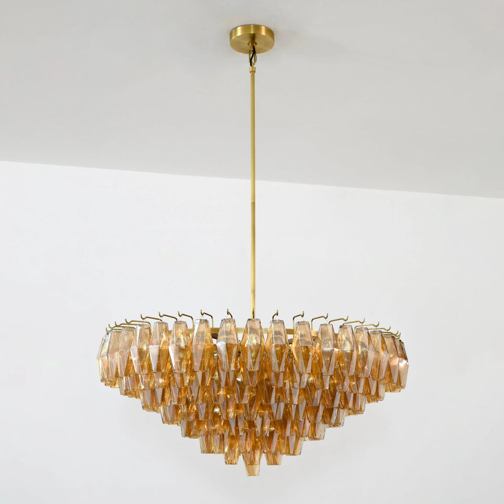 36 Inch Amber Murano Glass Tiered Chandelier - Chiara