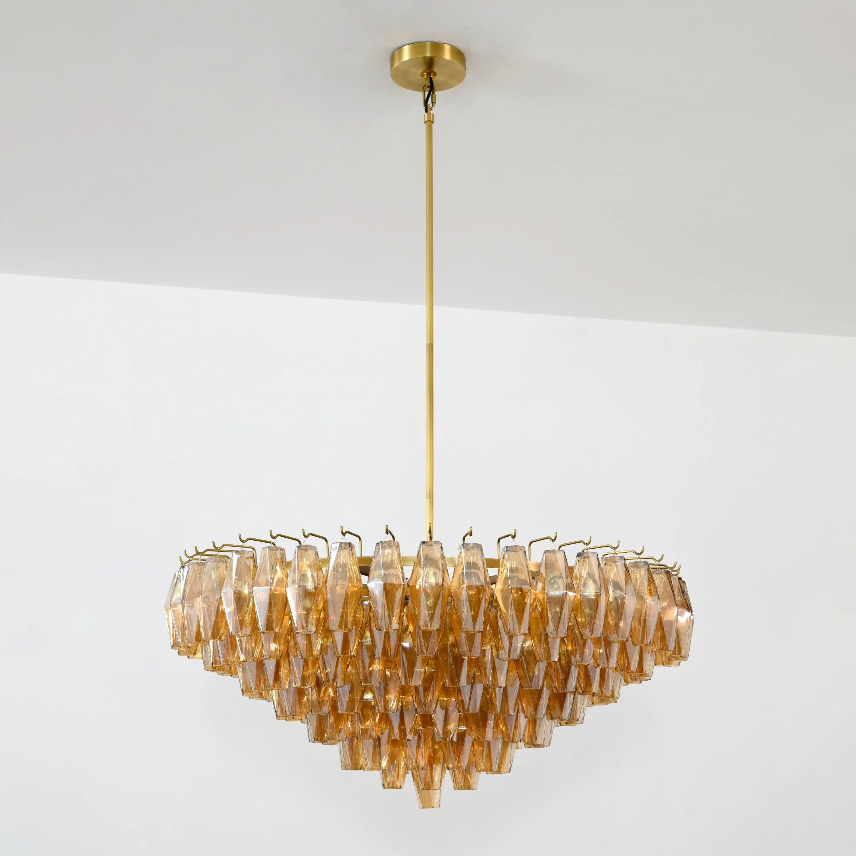 36 Inch Amber Murano Glass Tiered Chandelier - Chiara