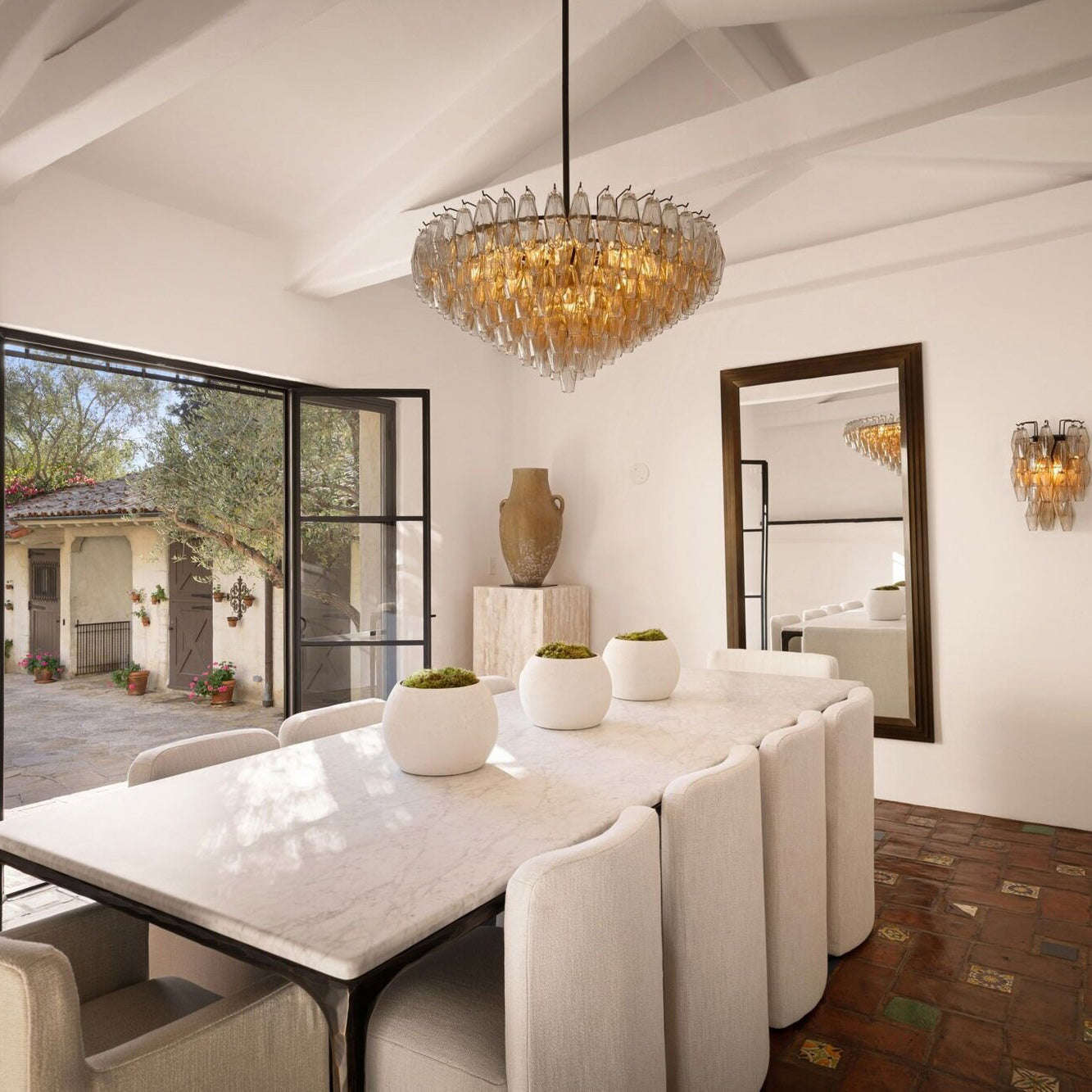 36 Inch Amber Murano Glass Tiered Chandelier - Chiara