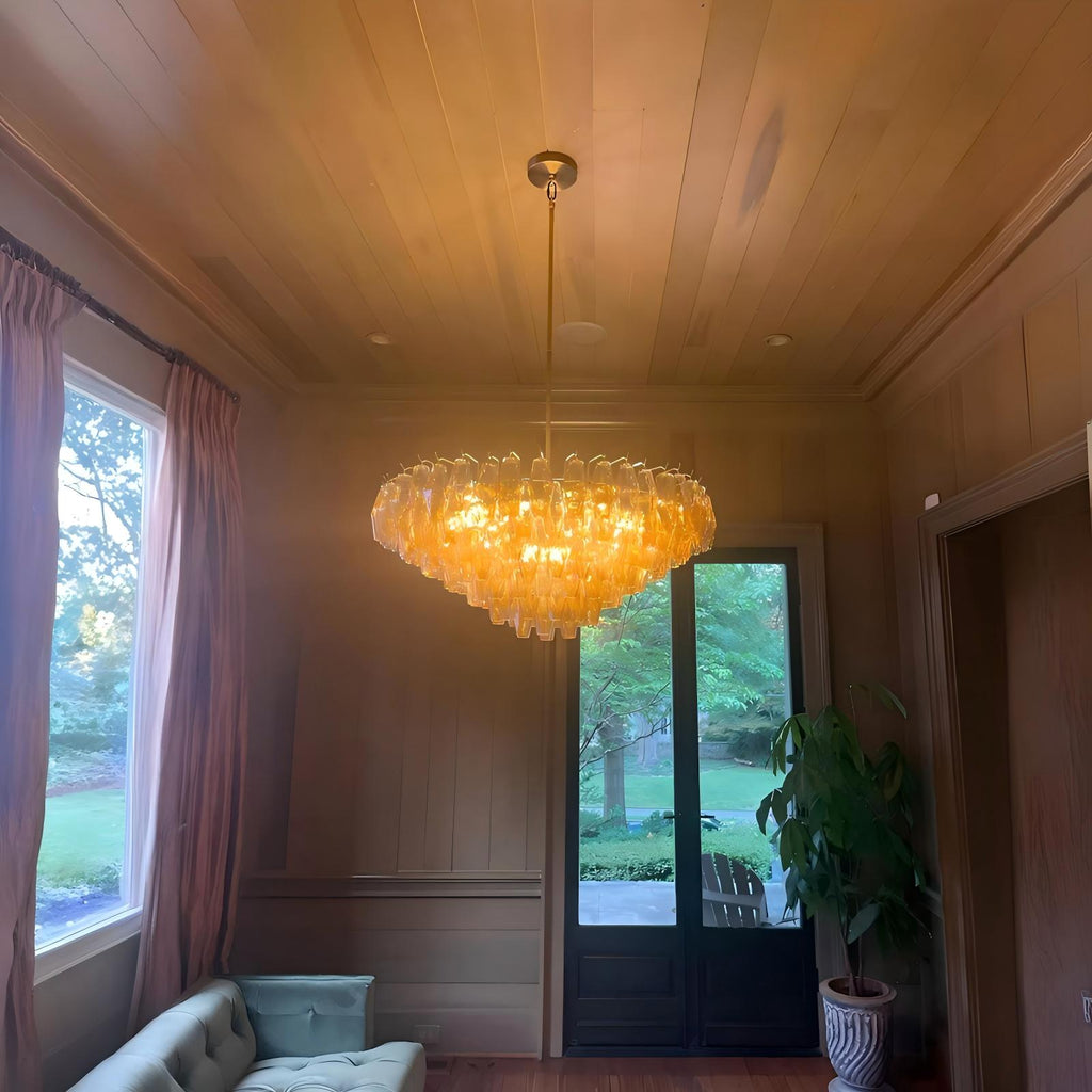 36 Inch Amber Murano Glass Tiered Chandelier - Chiara