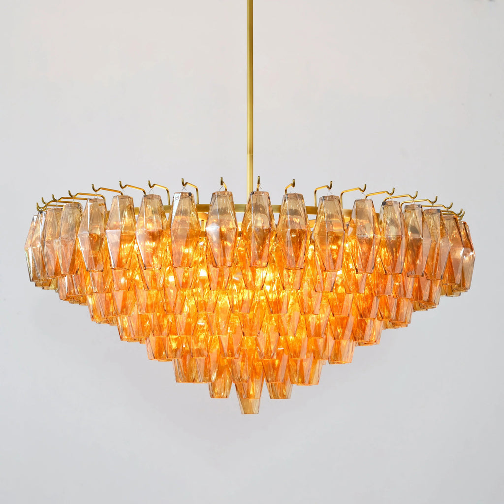 36 Inch Amber Murano Glass Tiered Chandelier - Chiara