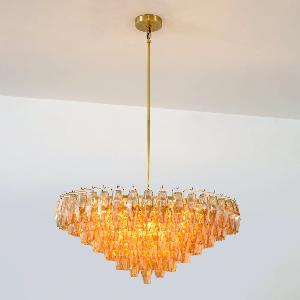 36 Inch Amber Murano Glass Tiered Chandelier - Chiara