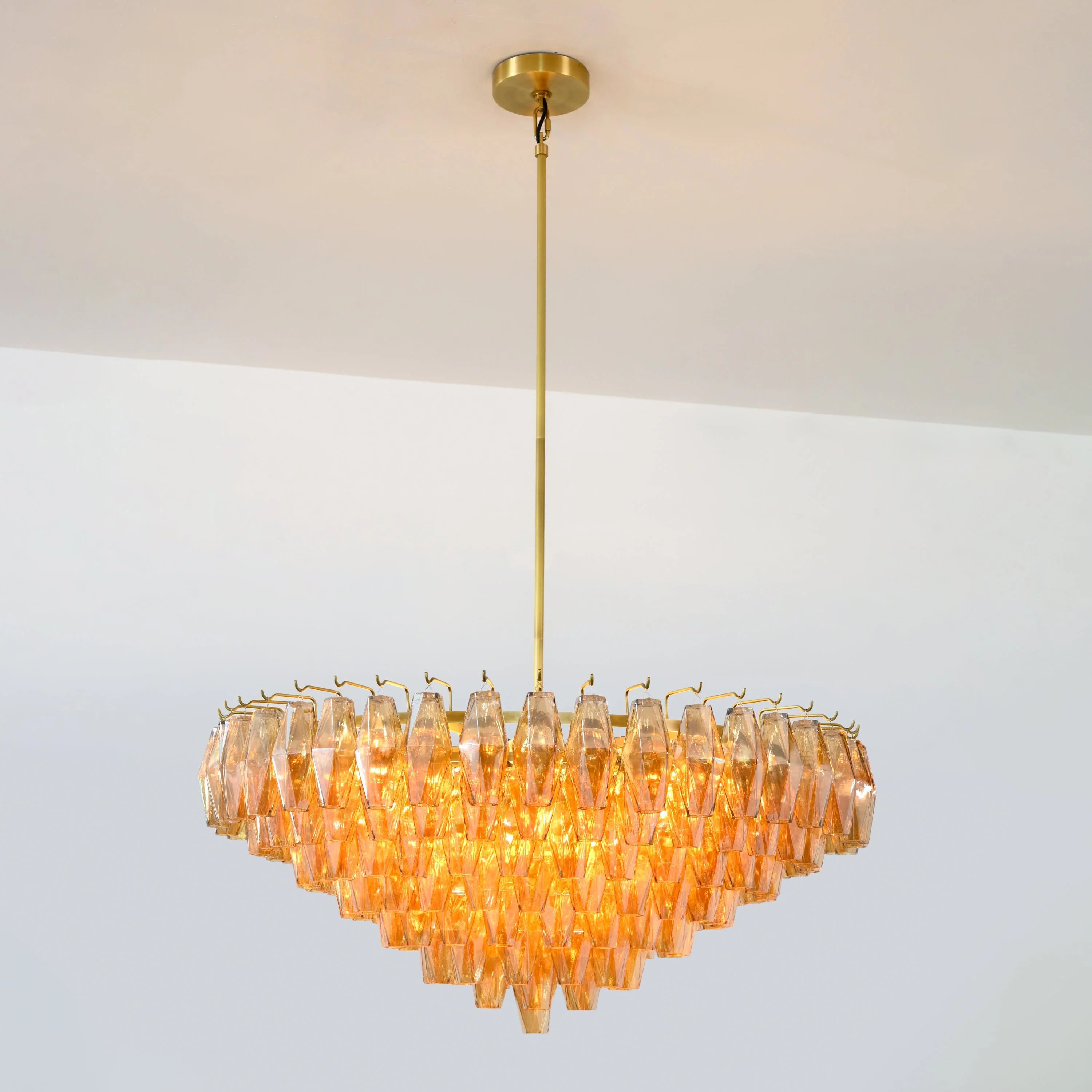 36 Inch Amber Murano Glass Tiered Chandelier - Chiara