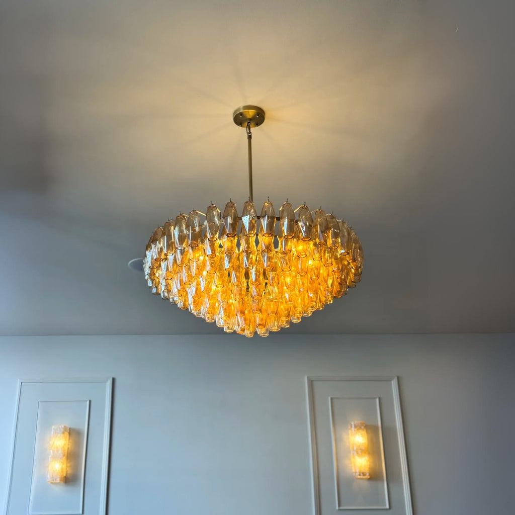 36 Inch Amber Murano Glass Tiered Chandelier - Chiara
