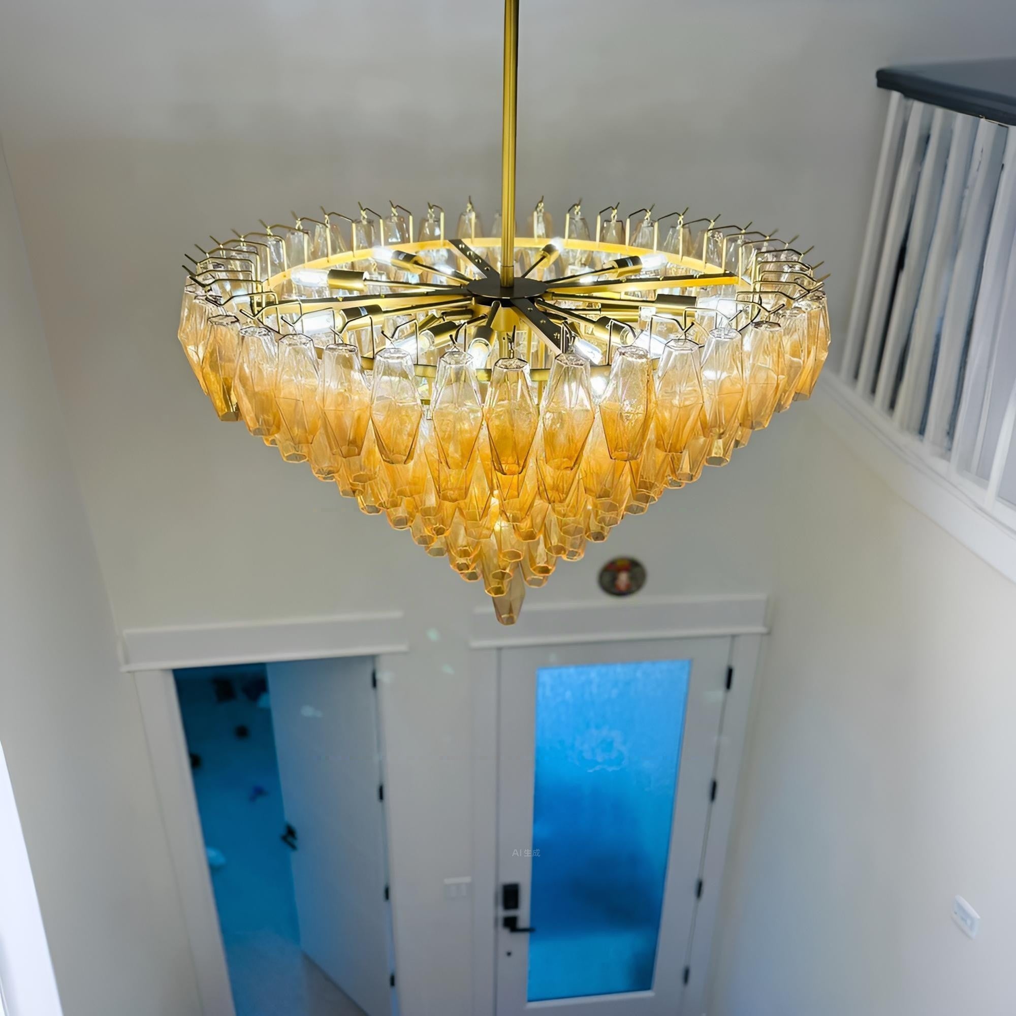 36 Inch Amber Murano Glass Tiered Chandelier - Chiara