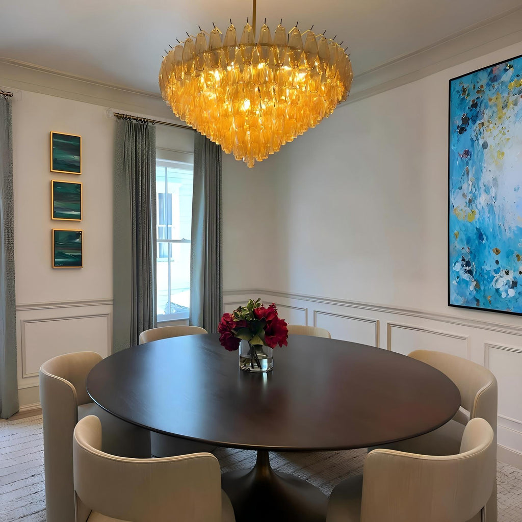 36 Inch Amber Murano Glass Tiered Chandelier - Chiara