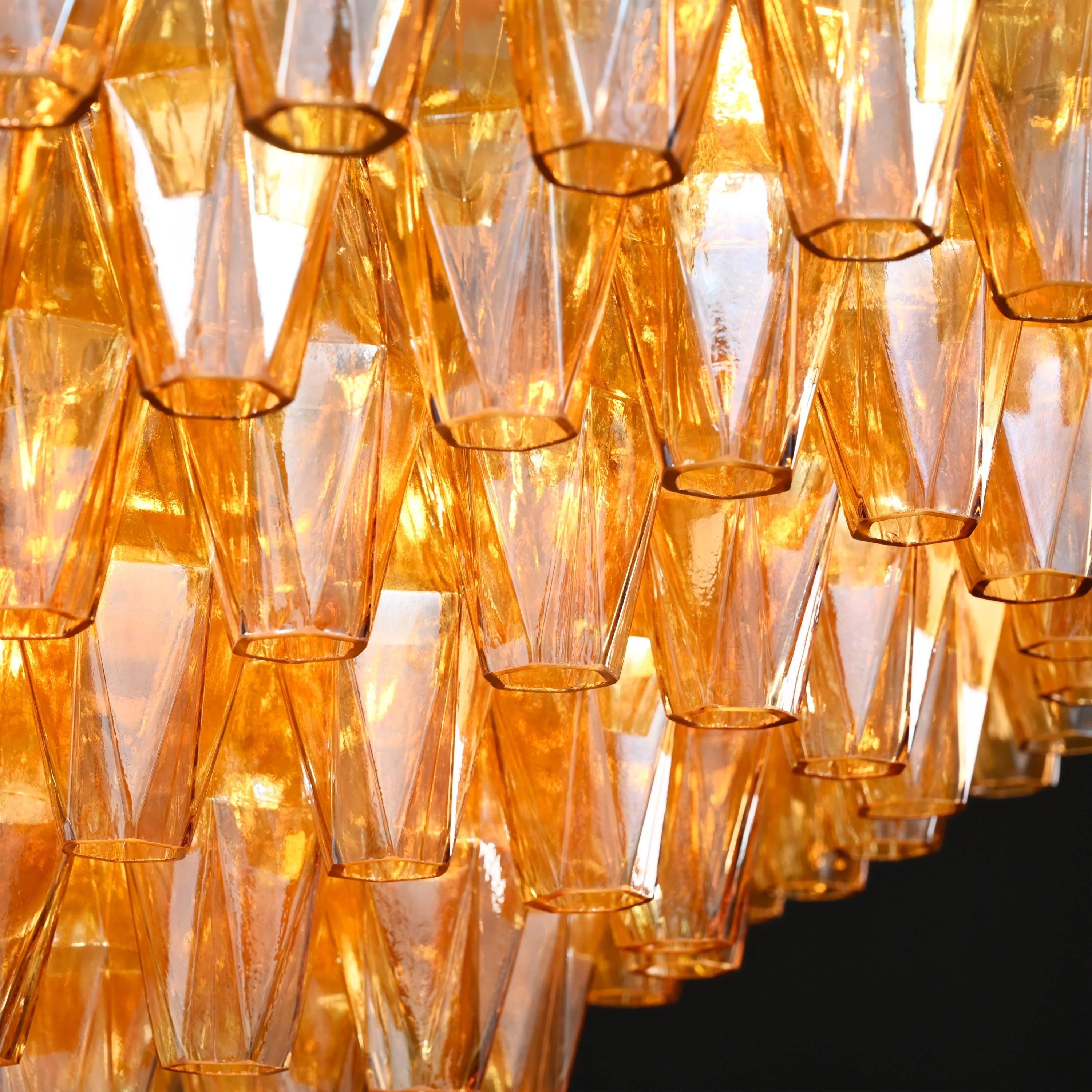 36 Inch Amber Murano Glass Tiered Chandelier - Chiara