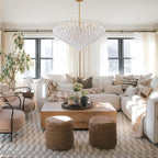 46 Inch Clear Murano Glass Tiered Chandelier - Chiara