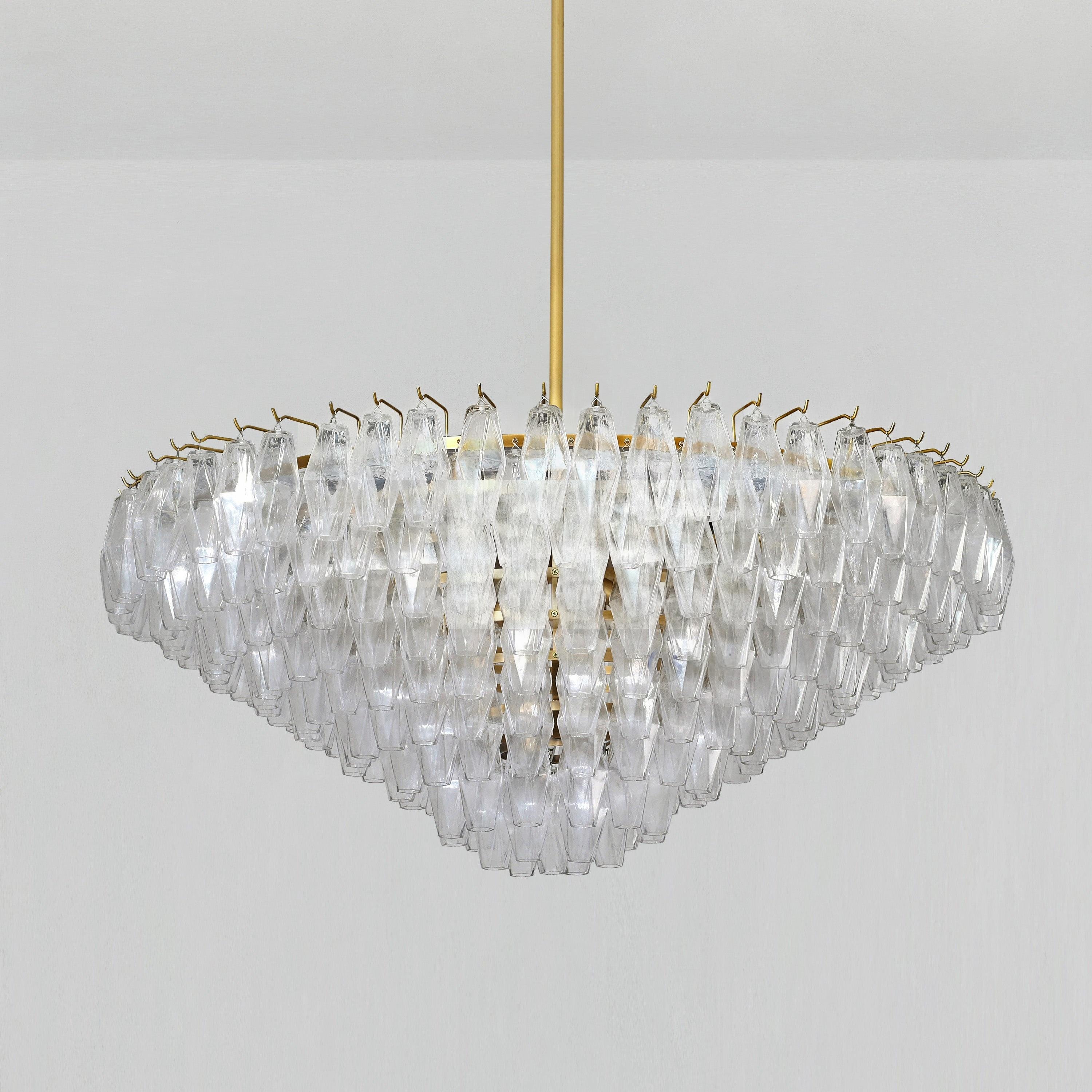 46 Inch Clear Murano Glass Tiered Chandelier - Chiara