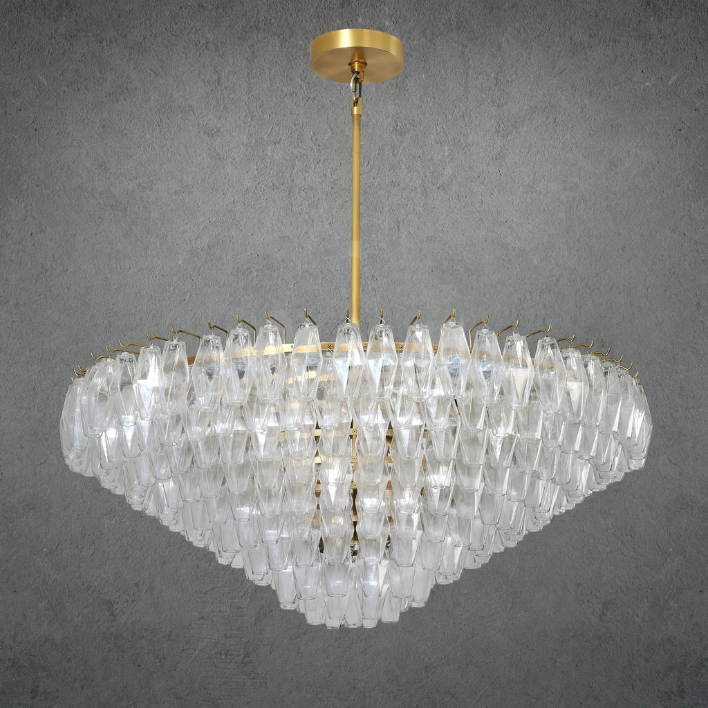 46 Inch Clear Murano Glass Tiered Chandelier - Chiara