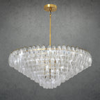 46 Inch Clear Murano Glass Tiered Chandelier - Chiara