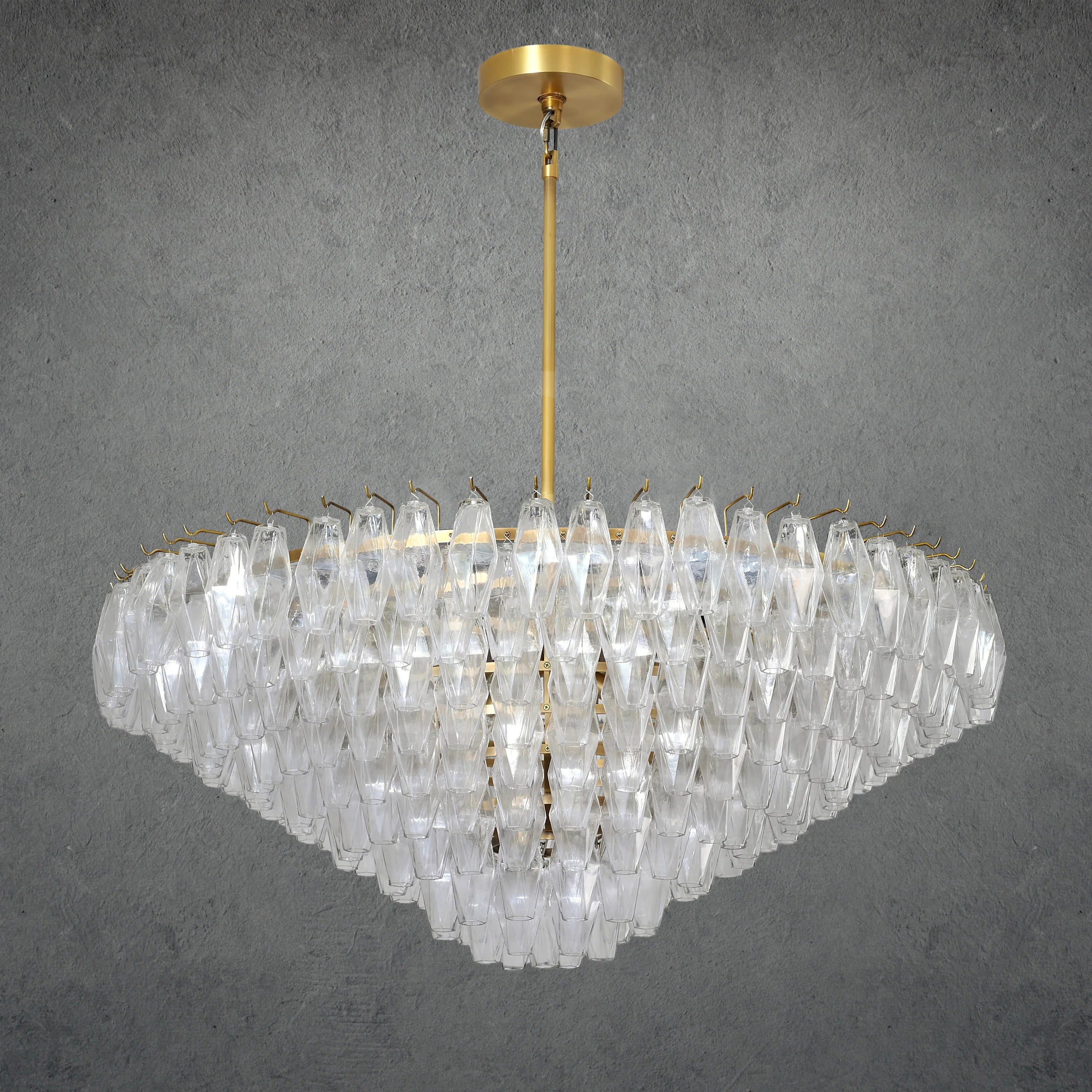46 Inch Clear Murano Glass Tiered Chandelier - Chiara