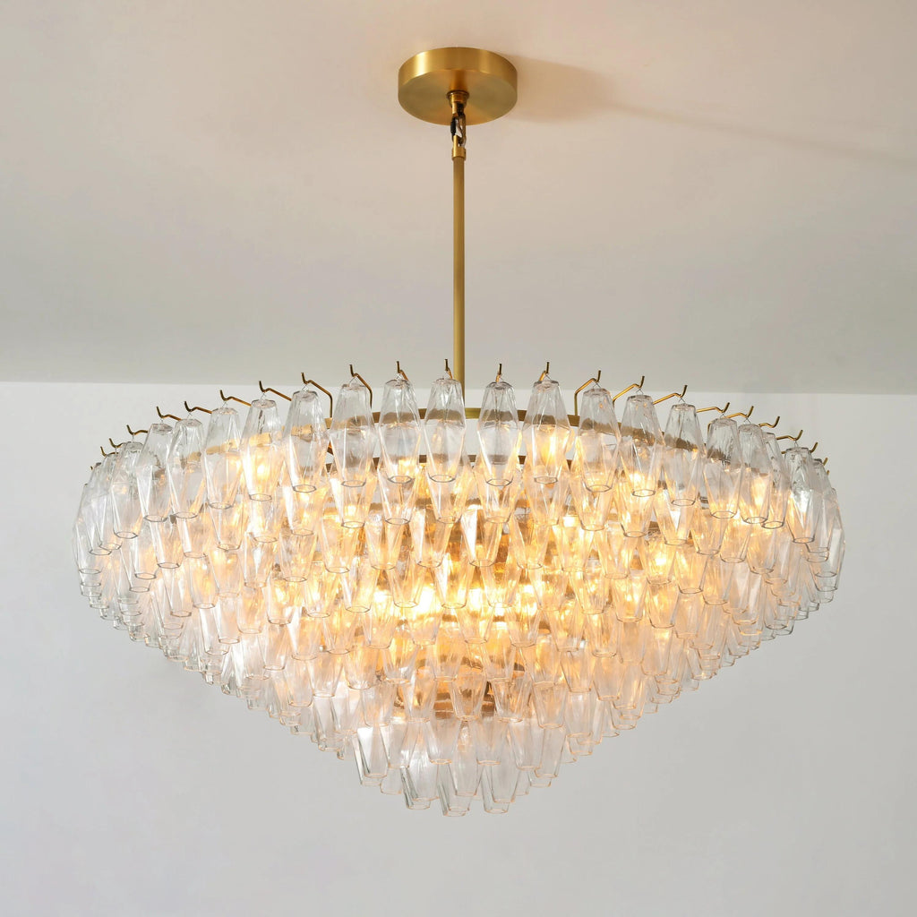 46 Inch Clear Murano Glass Tiered Chandelier - Chiara
