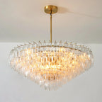 46 Inch Clear Murano Glass Tiered Chandelier - Chiara
