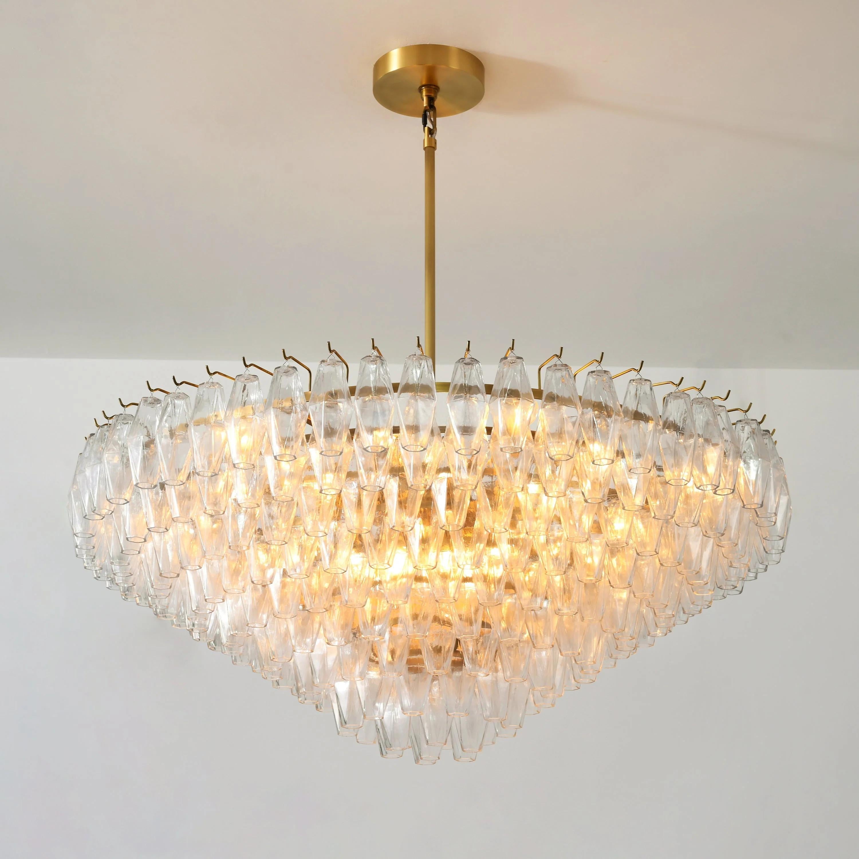 46 Inch Clear Murano Glass Tiered Chandelier - Chiara