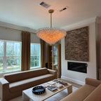 46 Inch Clear Murano Glass Tiered Chandelier - Chiara