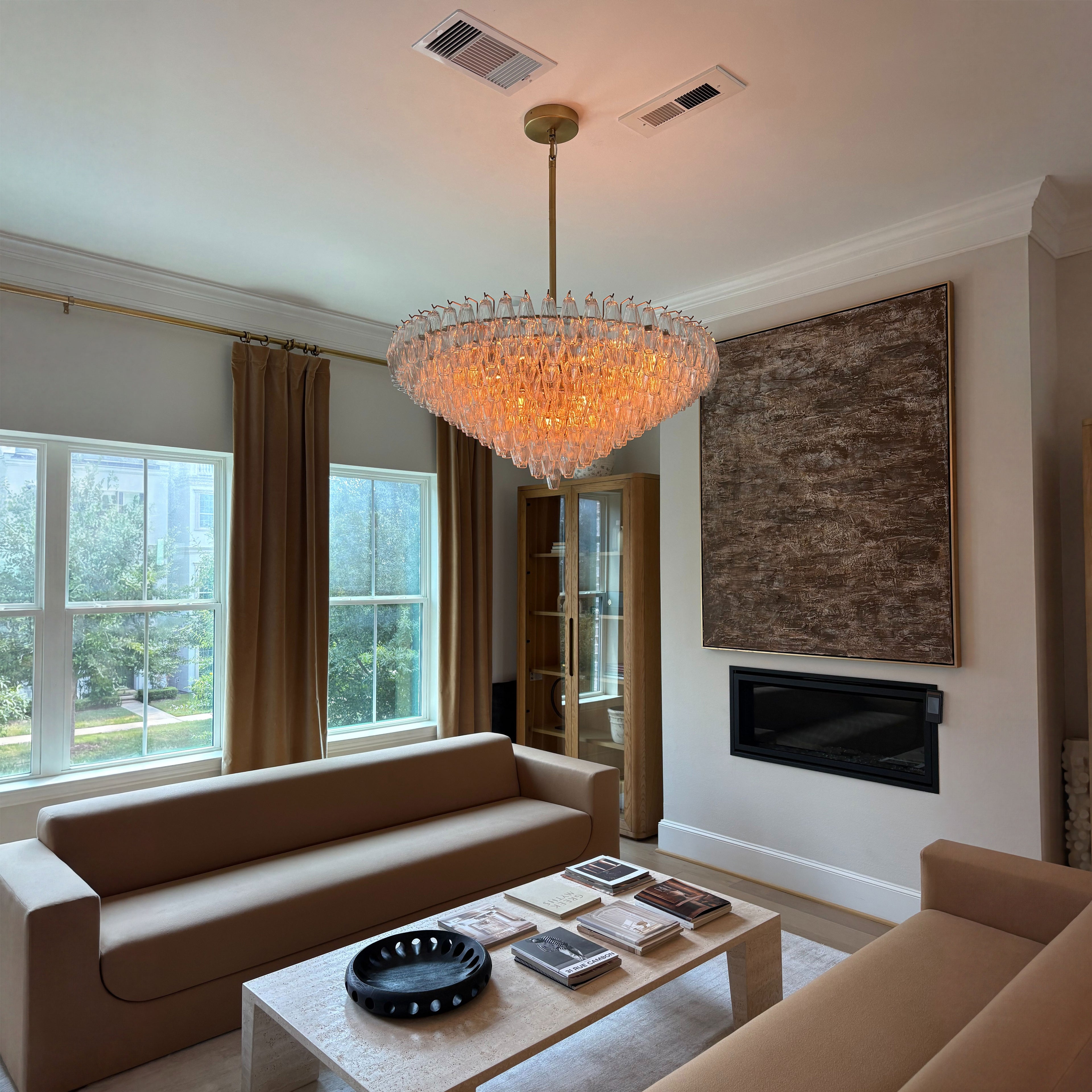 46 Inch Clear Murano Glass Tiered Chandelier - Chiara