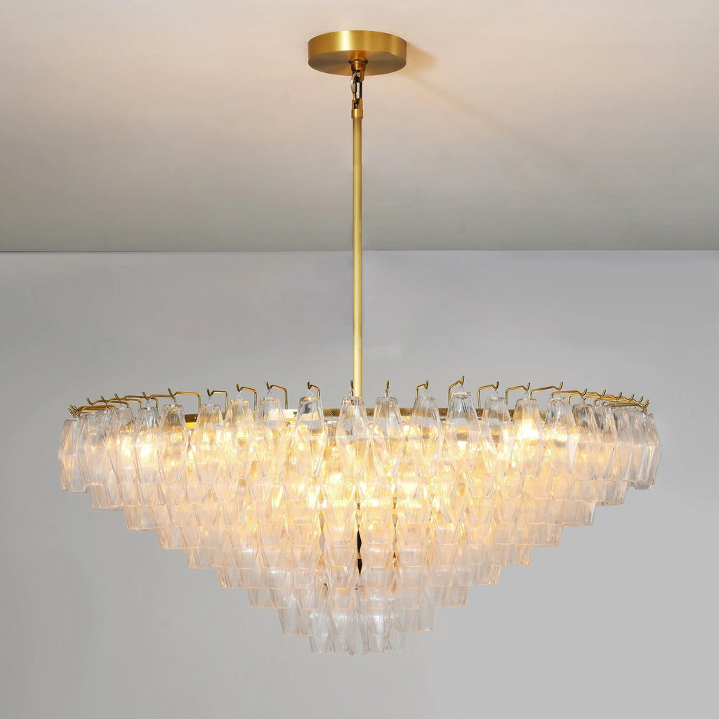 46 Inch Clear Murano Glass Tiered Chandelier - Chiara