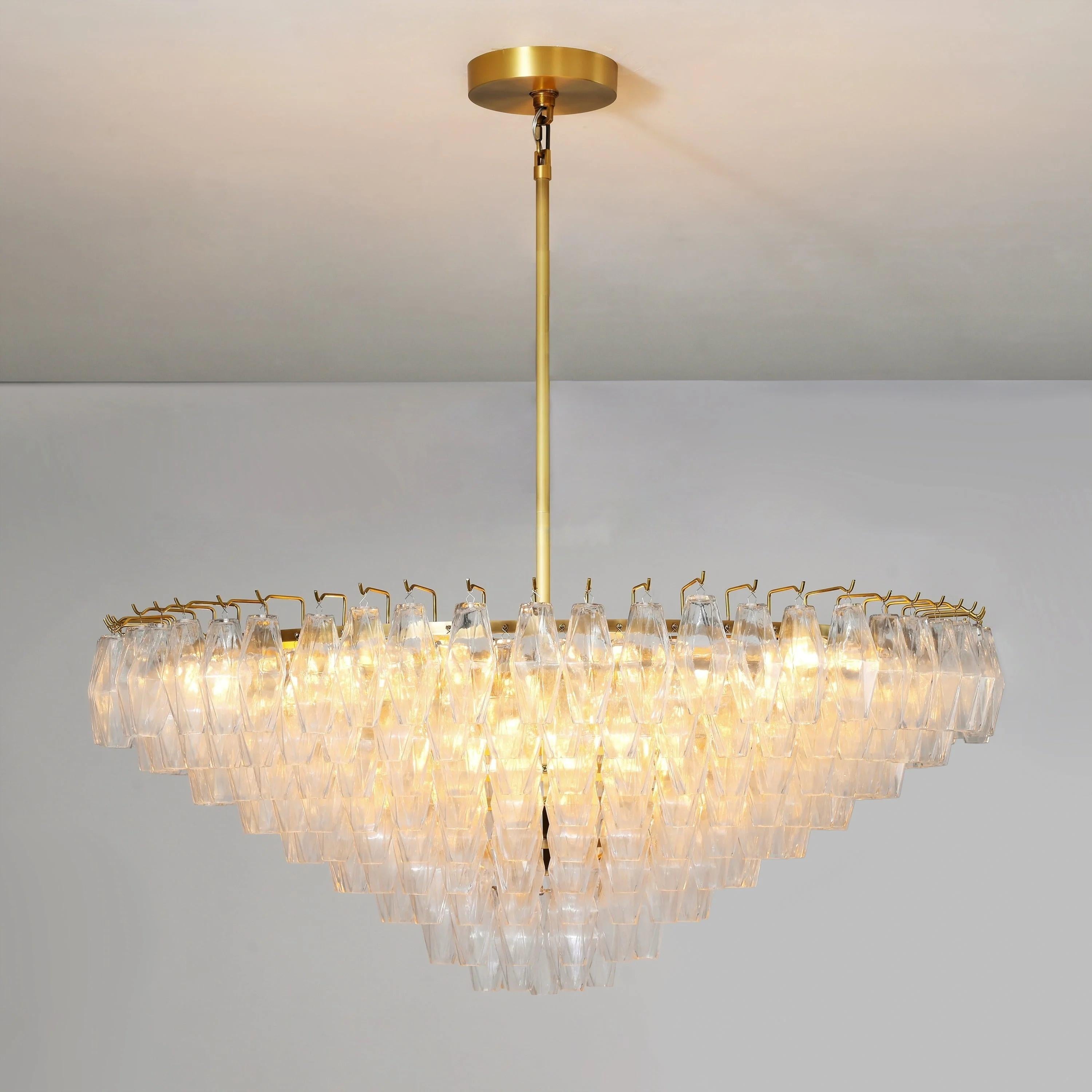 46 Inch Clear Murano Glass Tiered Chandelier - Chiara