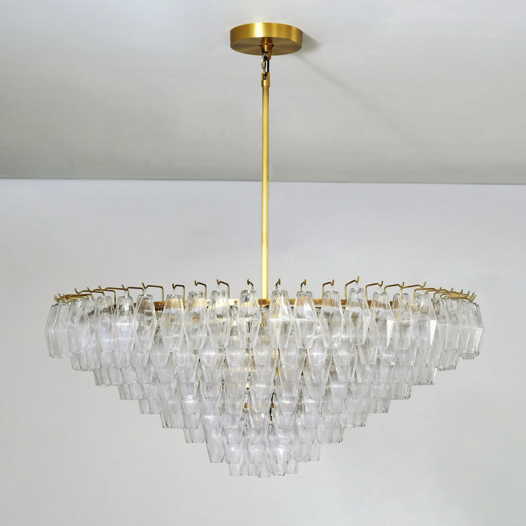 46 Inch Clear Murano Glass Tiered Chandelier - Chiara
