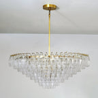 46 Inch Clear Murano Glass Tiered Chandelier - Chiara