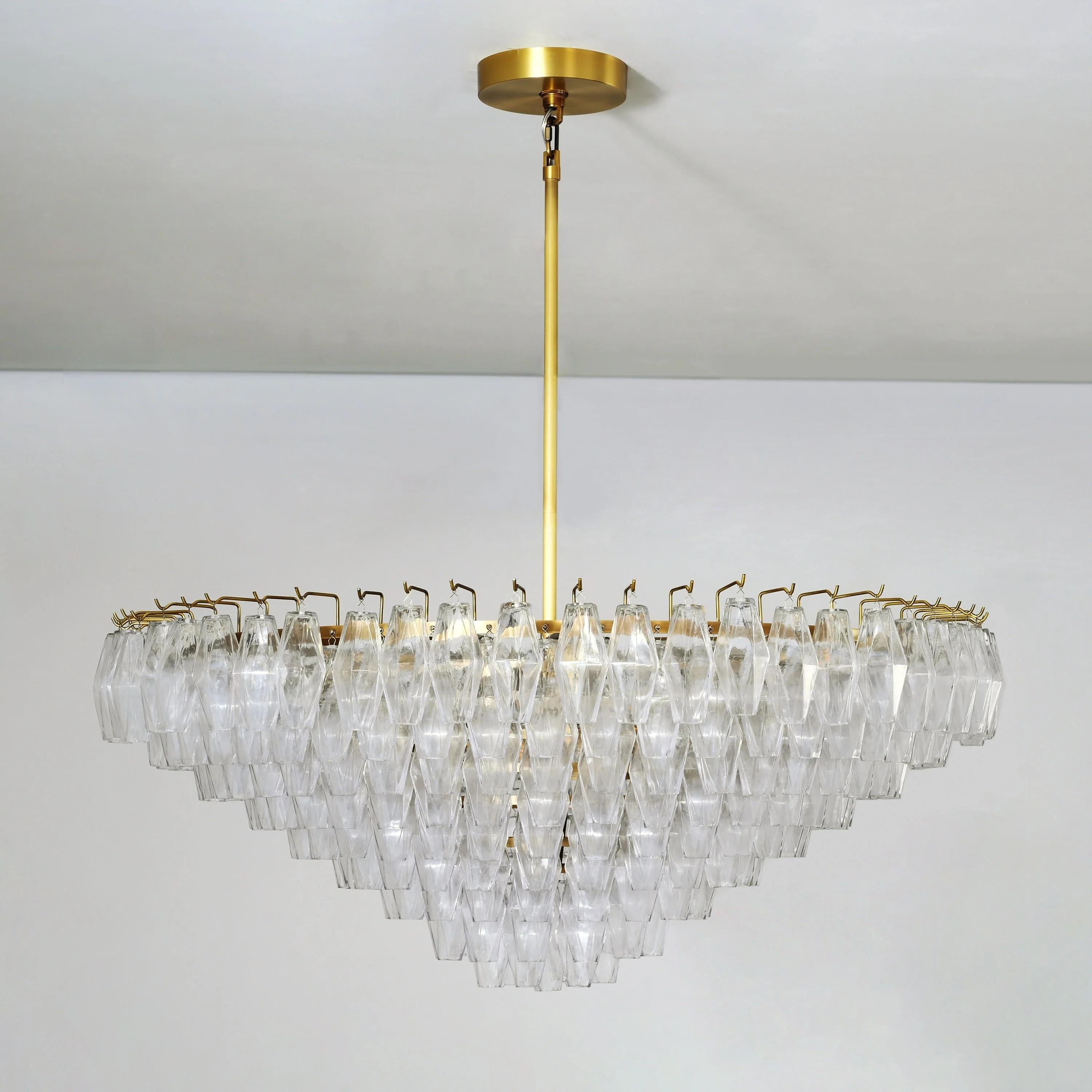 46 Inch Clear Murano Glass Tiered Chandelier - Chiara