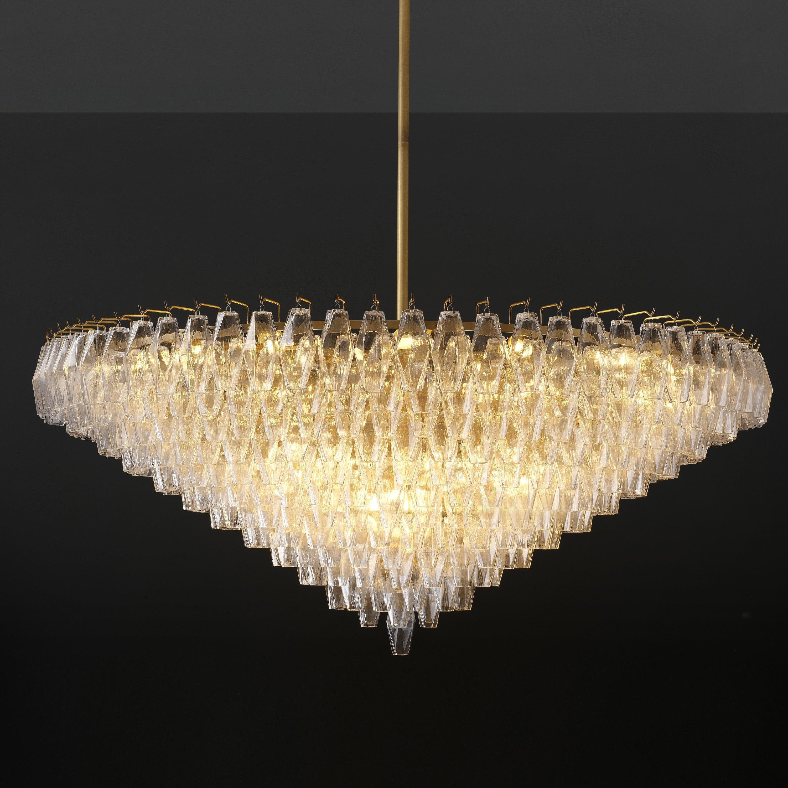 62 Inch Clear Murano Glass Tiered Chandelier - Chiara