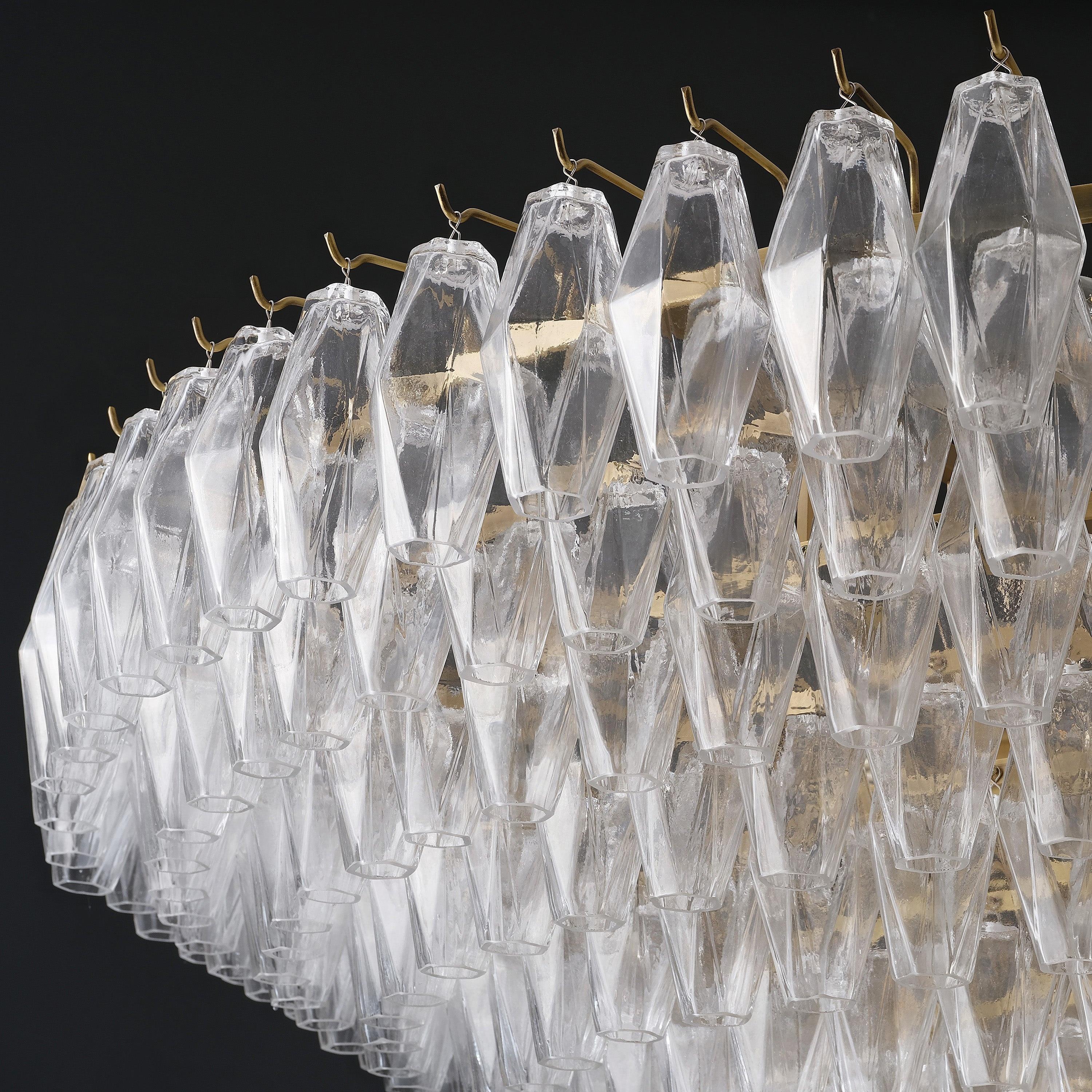62 Inch Clear Murano Glass Tiered Chandelier - Chiara