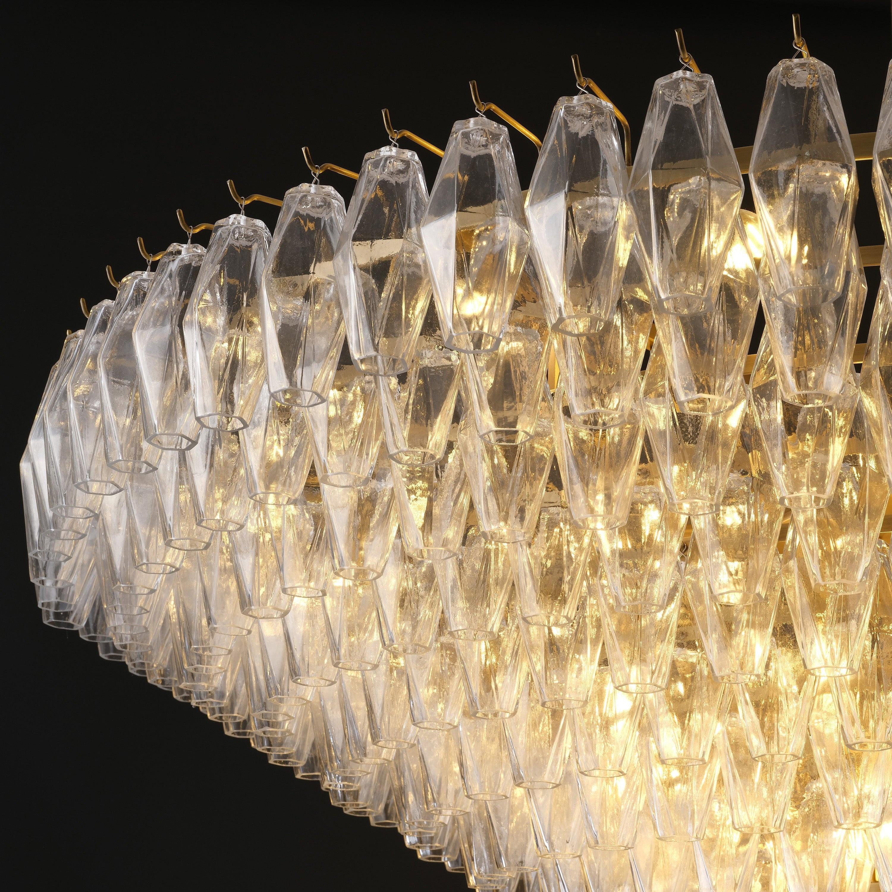 62 Inch Clear Murano Glass Tiered Chandelier - Chiara
