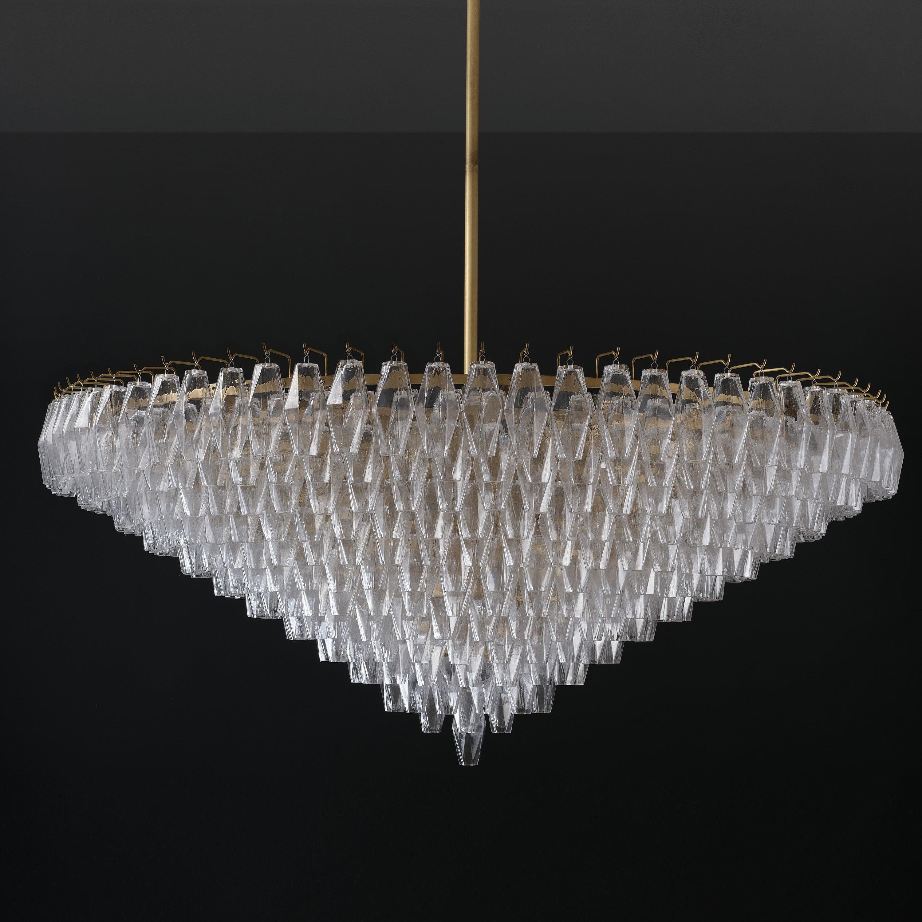 62 Inch Clear Murano Glass Tiered Chandelier - Chiara