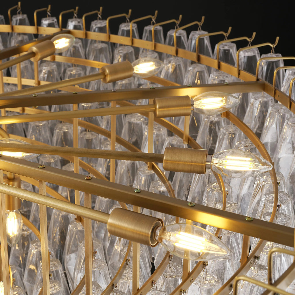 62 Inch Clear Murano Glass Tiered Chandelier - Chiara