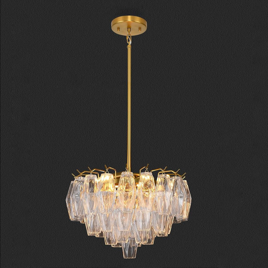 17 Inch Clear Murano Glass Tiered Chandelier - Chiara